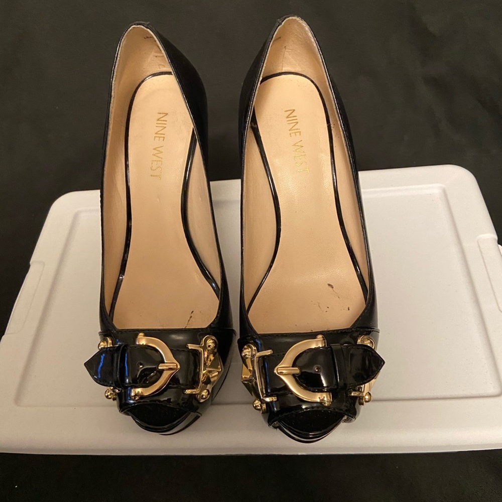 Nine West Patent Leather Peep Toe Pumps
